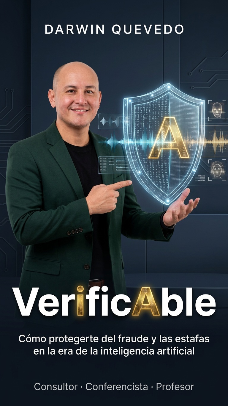 Portada del libro VerificAble: Cómo protegerte del fraude y las estafas en la era de la inteligencia artificial de Darwin Quevedo